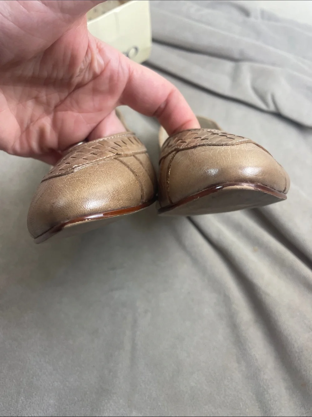 Calico Vintage Brazilian Leather Wedge Loafers Mink Tarragon